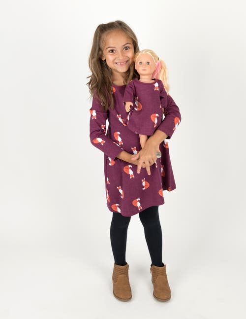 Leveret Girls Cotton Dress with Matching Doll Dress, Printed Design in Fox 
