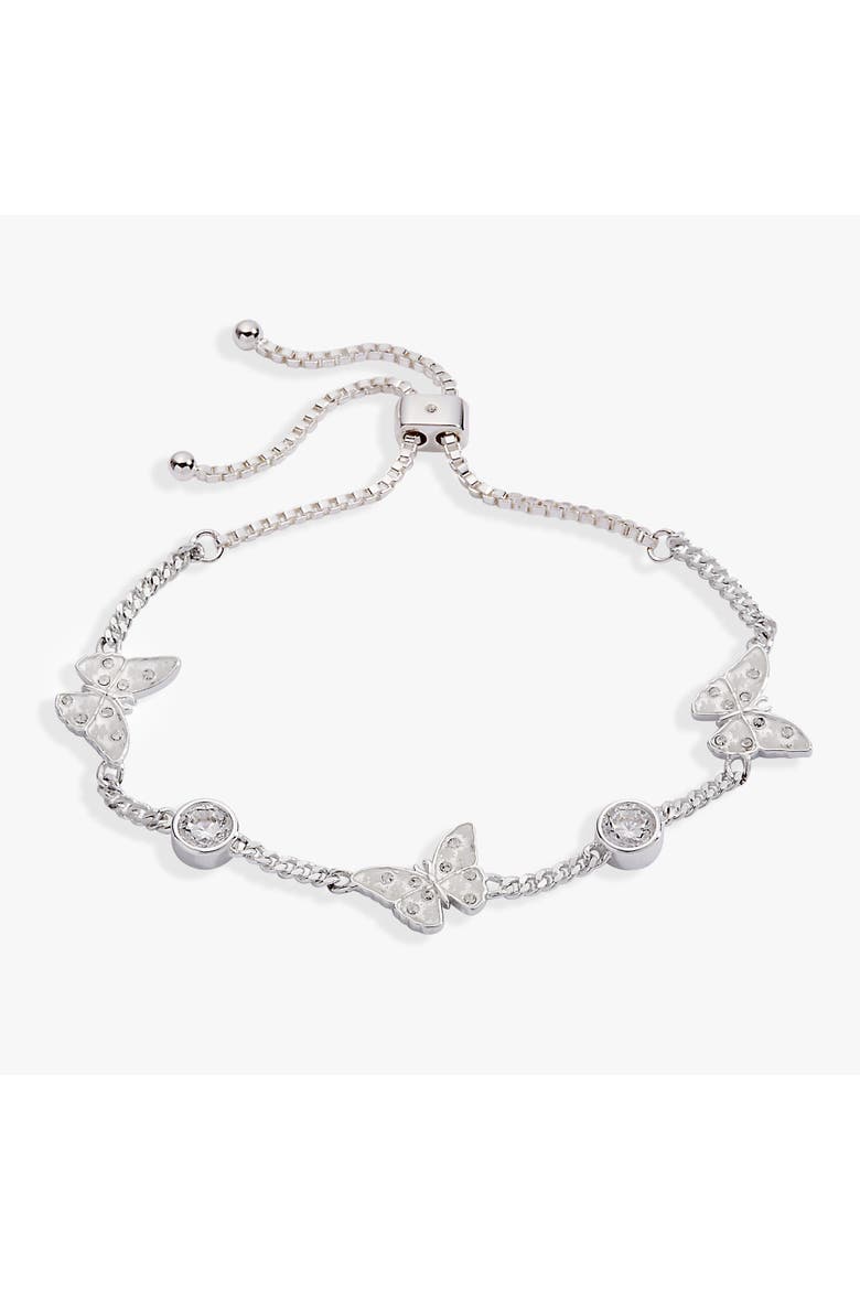 Glass Butterfly Bolo Bracelet, Main, color, Silver