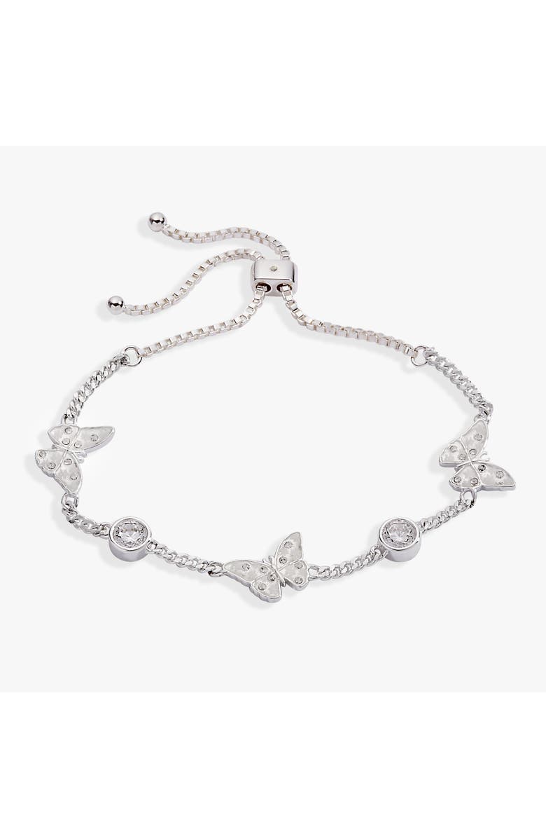Alex and Ani Glass Butterfly Bolo Bracelet, Main, color, Silver