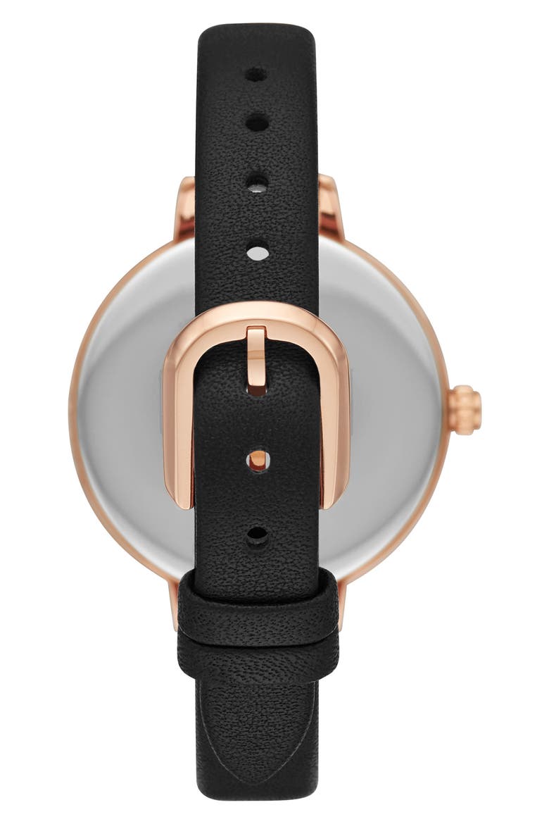 metro leather strap watch, 34mm, Alternate, color, BLACK