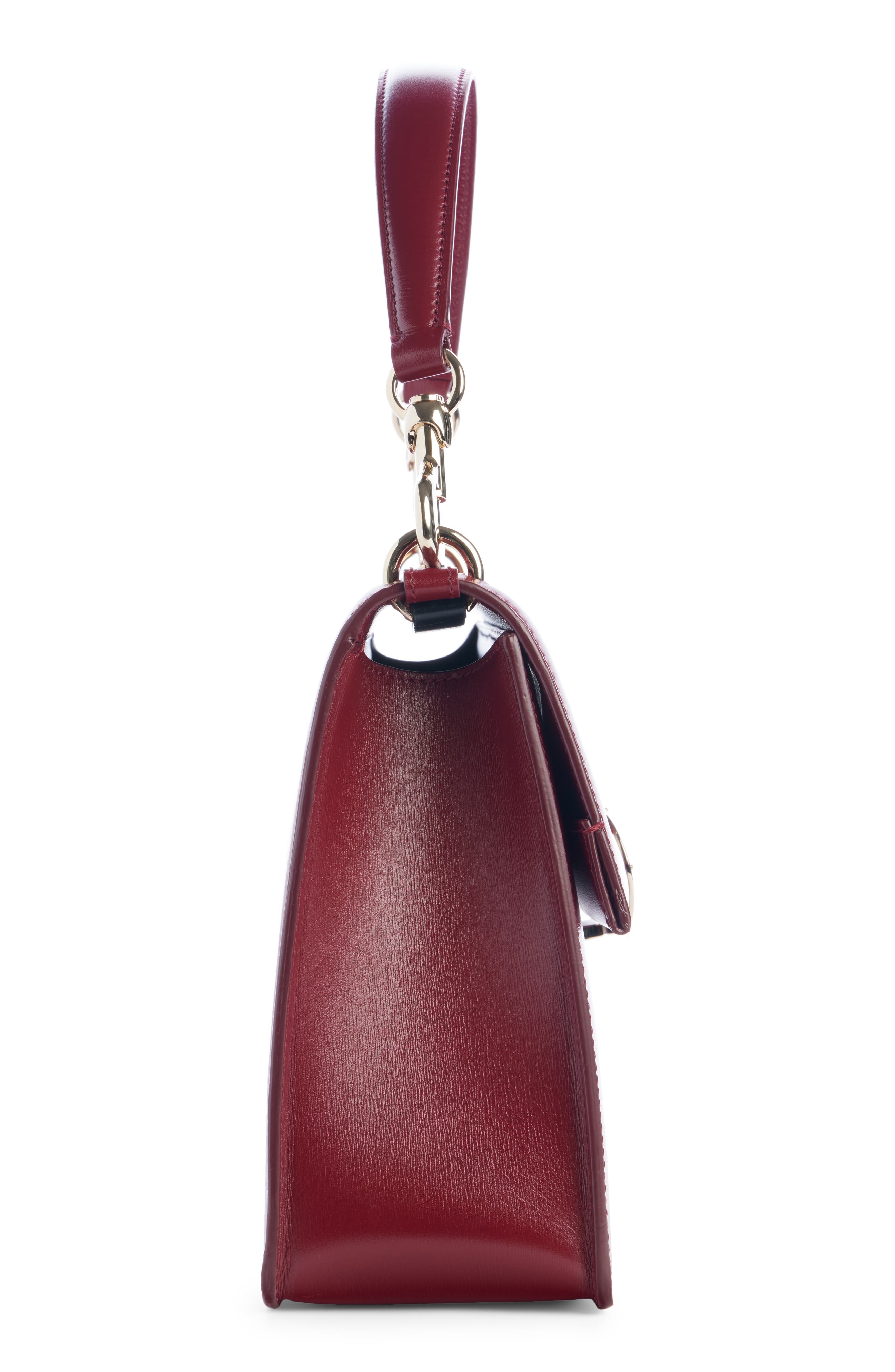 Penelope Structured Leather Shoulder Bag, Alternate, color, DEEP RED 600
