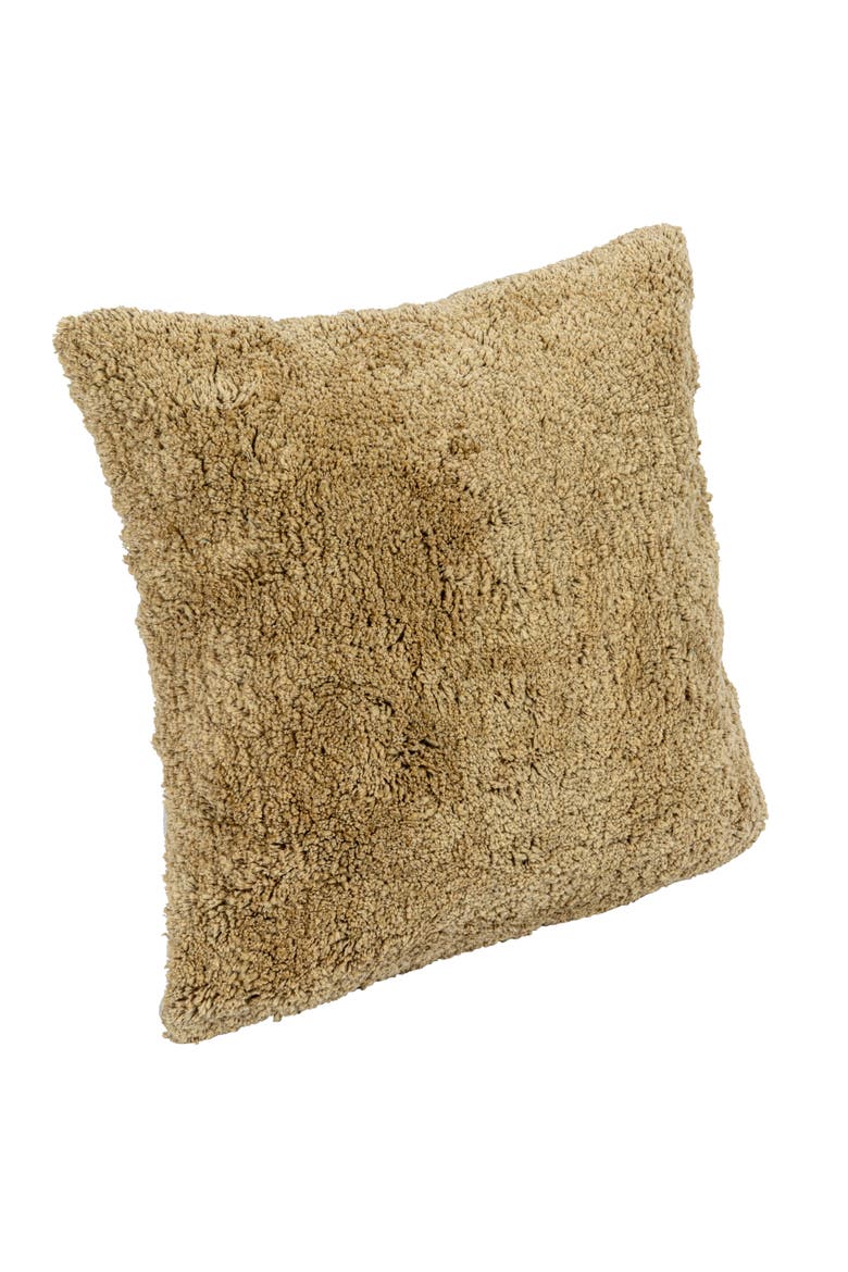 18 Inches Square Cotton Tufted Pillow with Chambray Back, Mustard and Natural, Main, color, Yellow