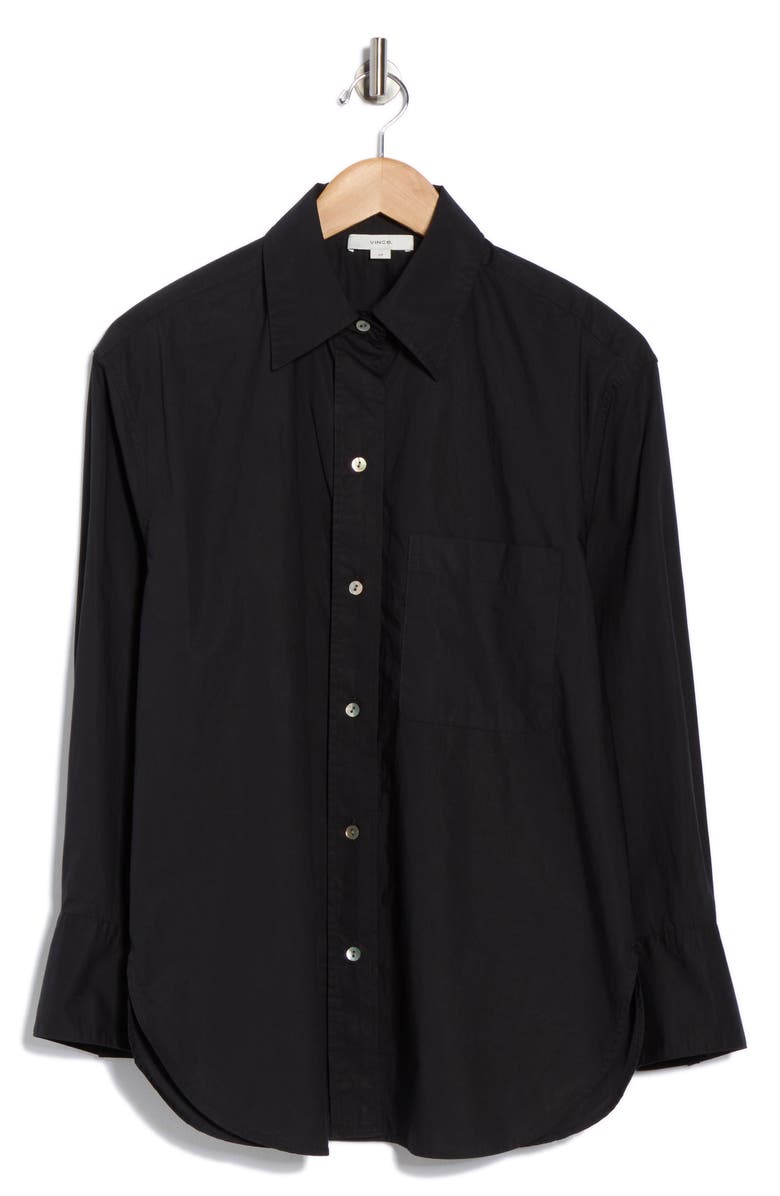 Vince Oversize Oxford Shirt, Alternate, color, Black