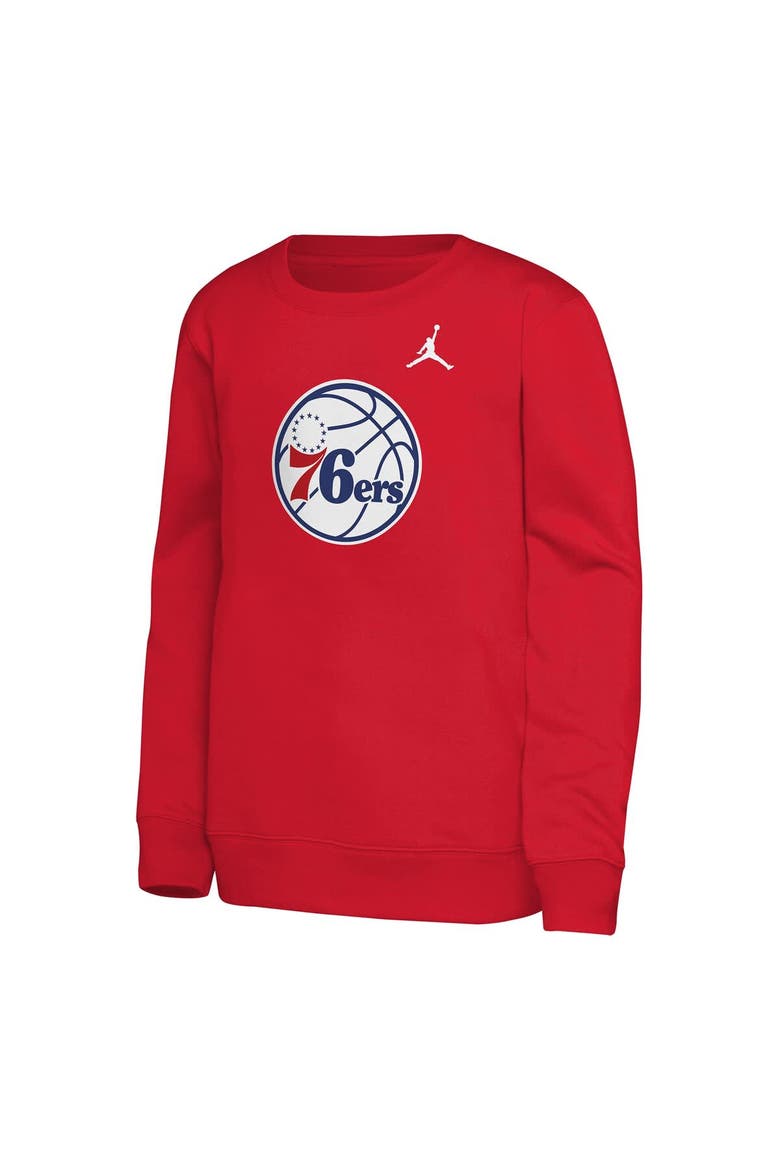 Youth Jordan Brand Red Philadelphia 76ers Courtside Statement Edition Sweatshirt, Alternate, color, Red