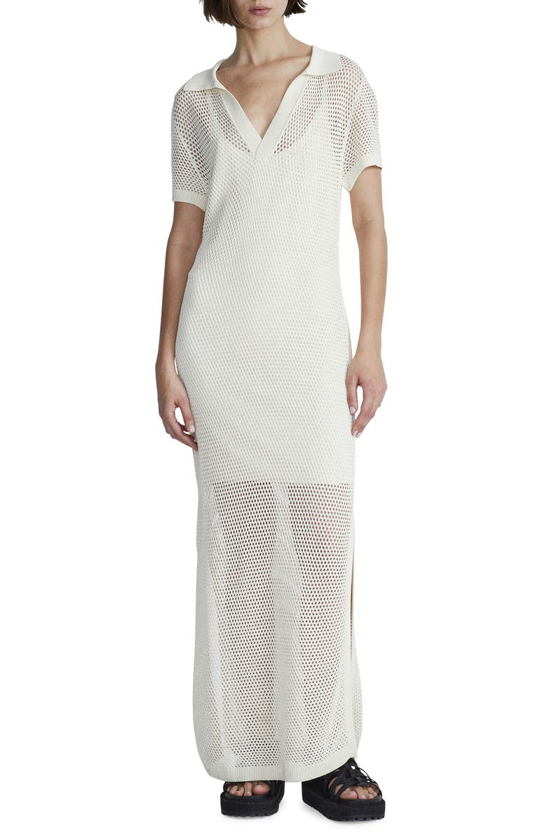 rag & bone Leah Open Knit Polo Maxi Dress, Main, color, 
