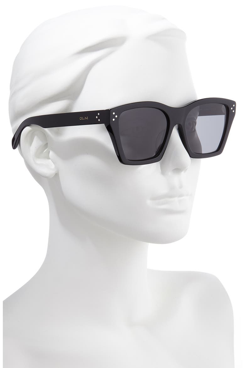 56mm Adjusted Fit Cat Eye Sunglasses, Alternate, color, BLACK/ SMOKE