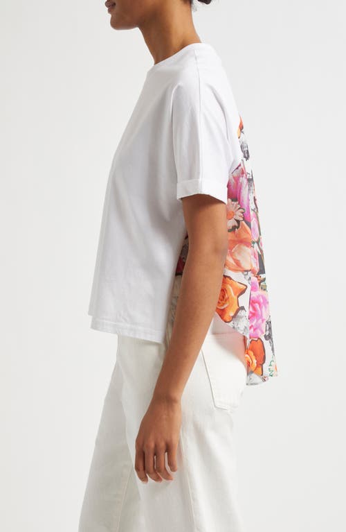 3.1 Phillip Lim Floral High Low Cotton T-shirt In White Multi