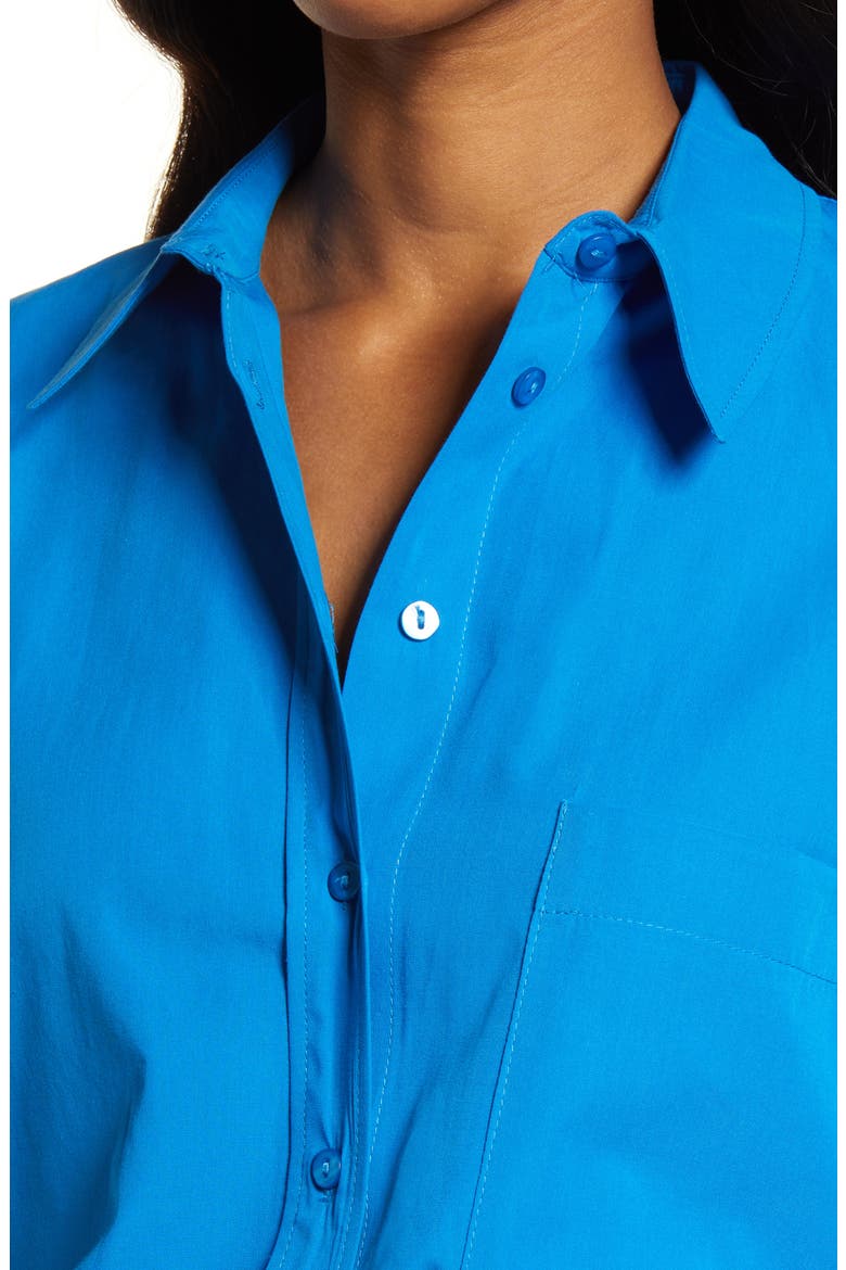 Poplin Boyfriend Button-Up Shirt, Alternate, color, BRIGHT BLUE