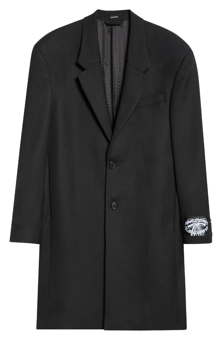 Acne Studios Single Breasted Wool Gabardine Topcoat, Alternate, color, Black