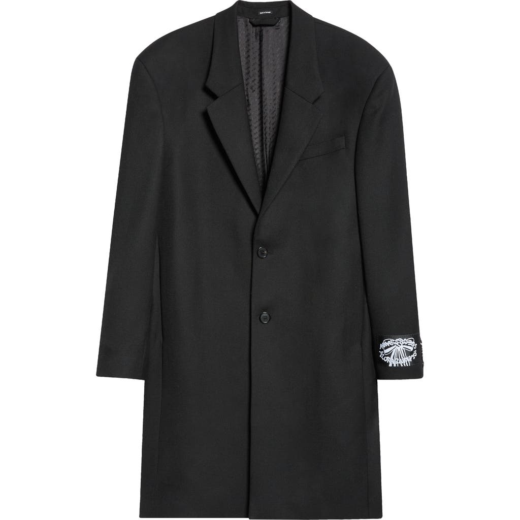 Acne Studios Single Breasted Wool Gabardine Topcoat In Black
