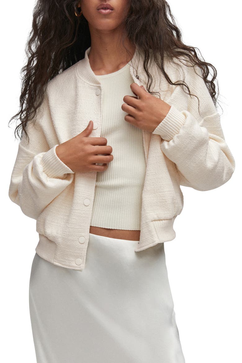 Tweed Bomber Jacket, Main, color, BEIGE