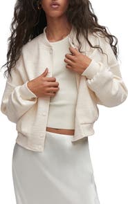 MANGO Tweed Bomber Jacket