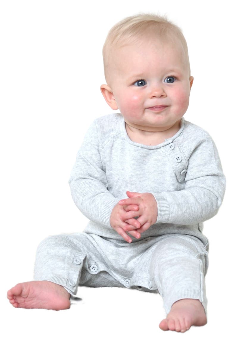 Baby Raglan Sweater Romper, Alternate, color, Heather Grey