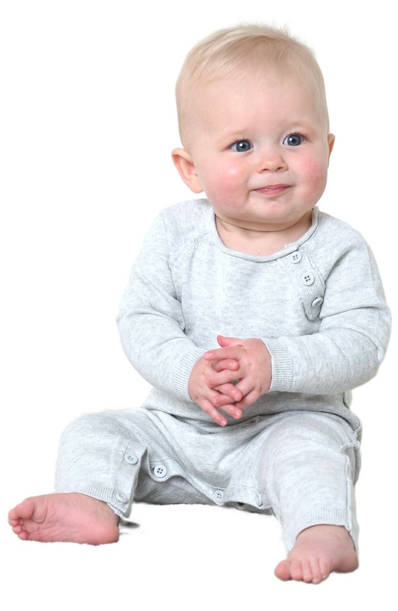 Hope & Henry Baby Raglan Sweater Romper, Alternate, color, Heather Grey