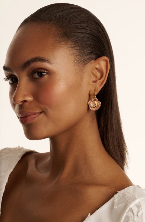 Ted Baker Florence Crystal Flower Huggie Earrings In Gold Tone Pink Ombre Crystal