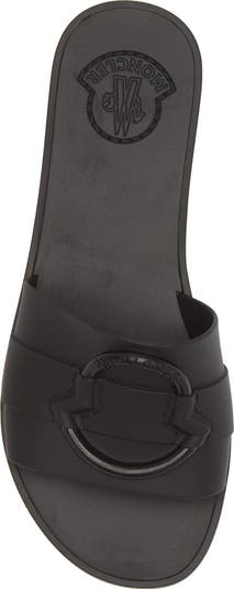 サンダル・ミュール MONCLER 'Bell' Black Slide with Heel in Leather Woman Moncler Bell Slide Sandal (Women) | Nordstrom