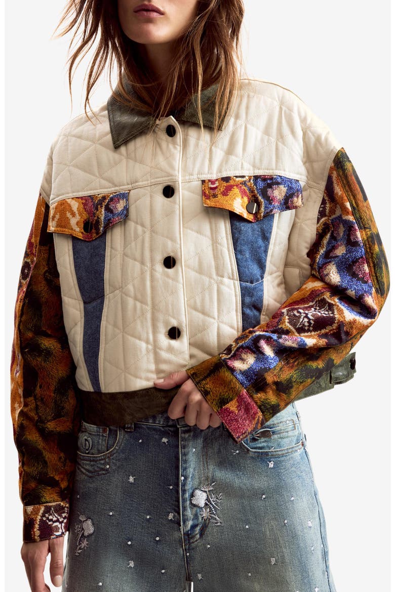 Quilted Trucker Jacket, Main, color, WHITE