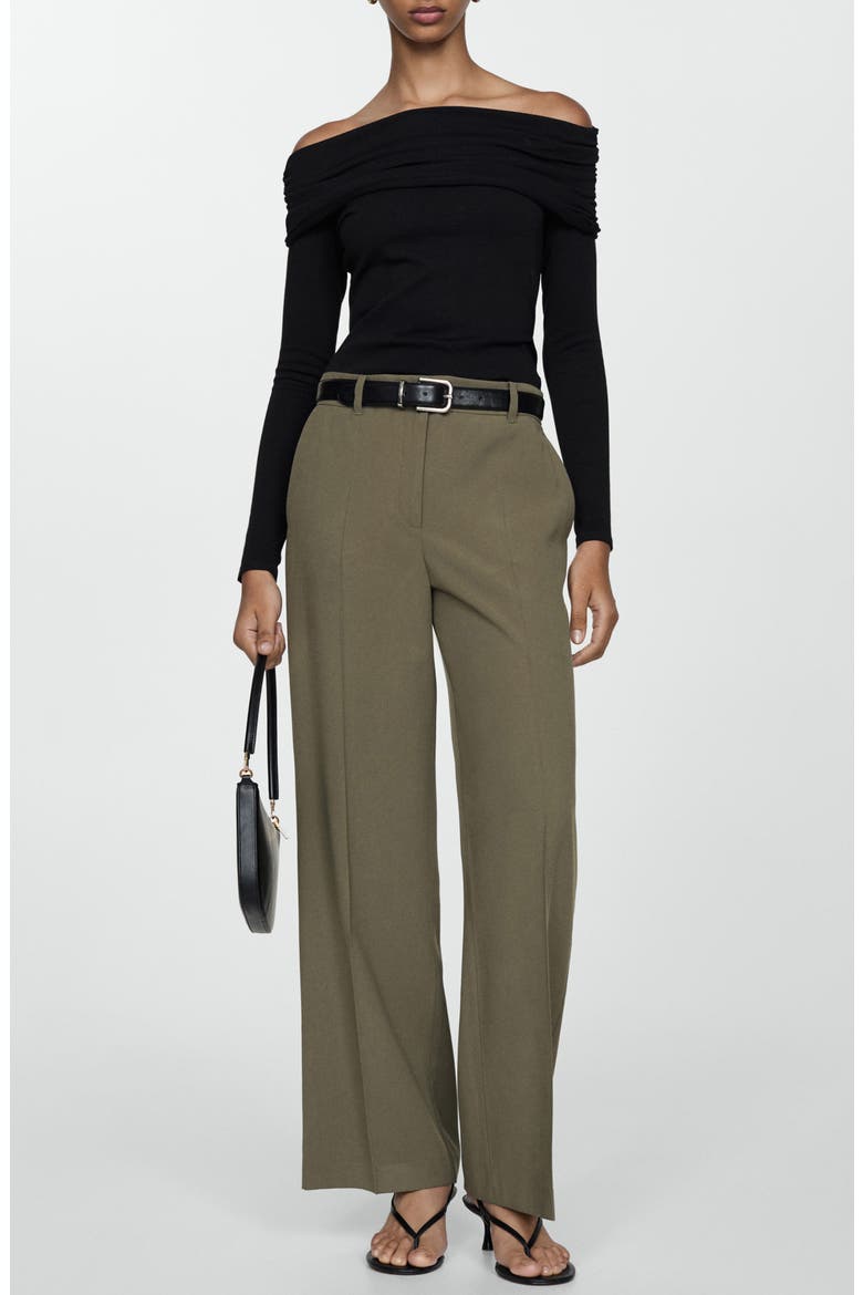 Creased Wide Leg Pants, Alternate, color, KHAKI GREEN