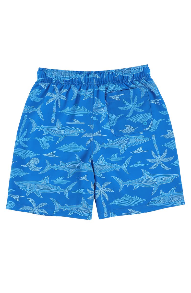 CARIBBEAN JOE Kid's Island Classic Swim Trunks with Mesh Lining and UPF 50+, Alternate, color, Blue