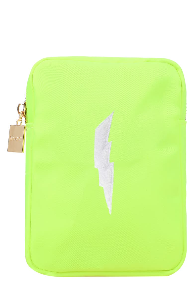 Mini Lightning Bolt Cosmetics Bag, Main, color, NEON YELLOW