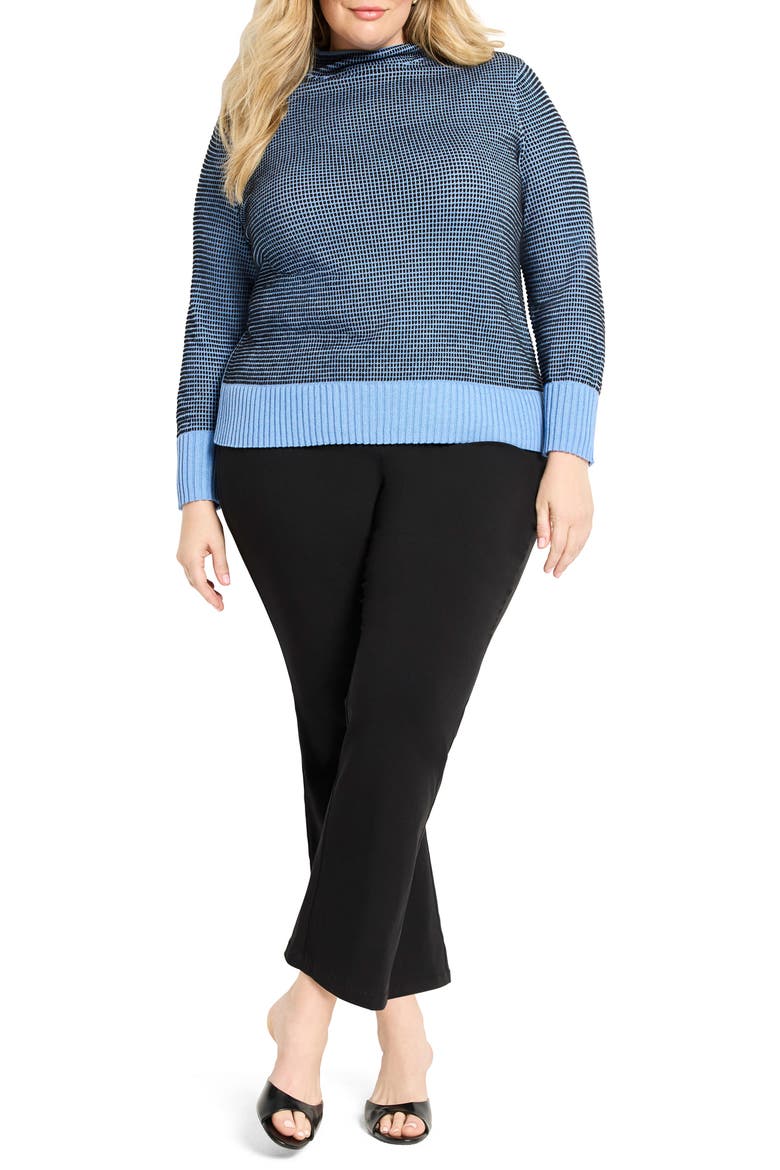 Mock Neck Pixel Knit Sweater, Alternate, color, BLUE MULTI