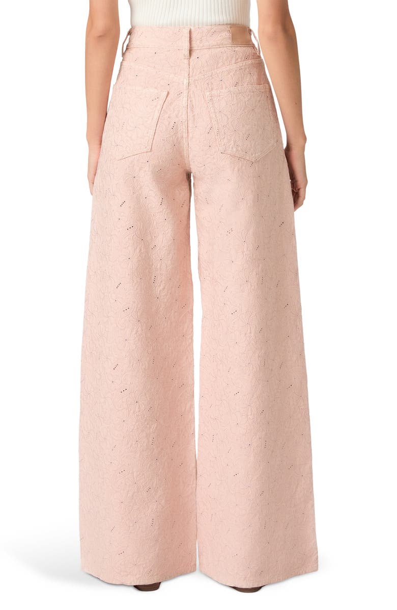 PAIGE Cameron High Waist Wide Leg Jeans, Alternate, color, Sunset Peach Embroidered