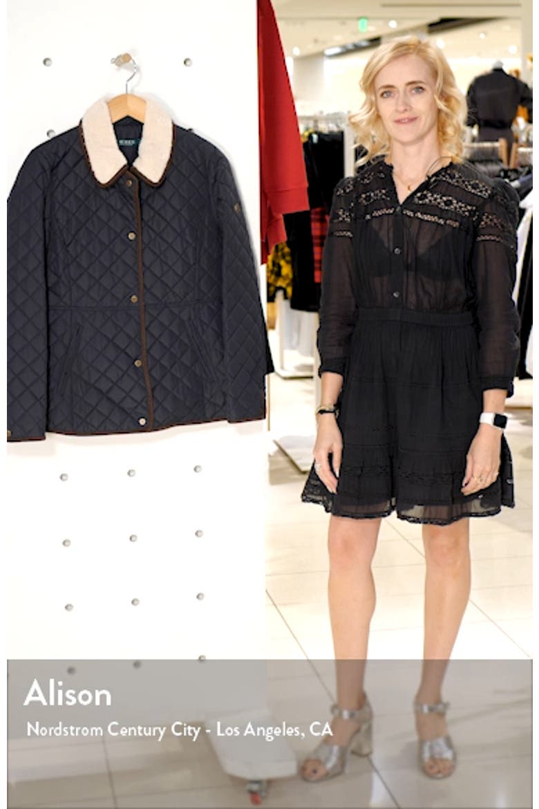 Faux Shearling Collar Quilted Jacket video