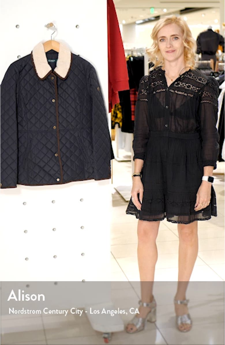 Faux Shearling Collar Quilted Jacket, sales video thumbnail