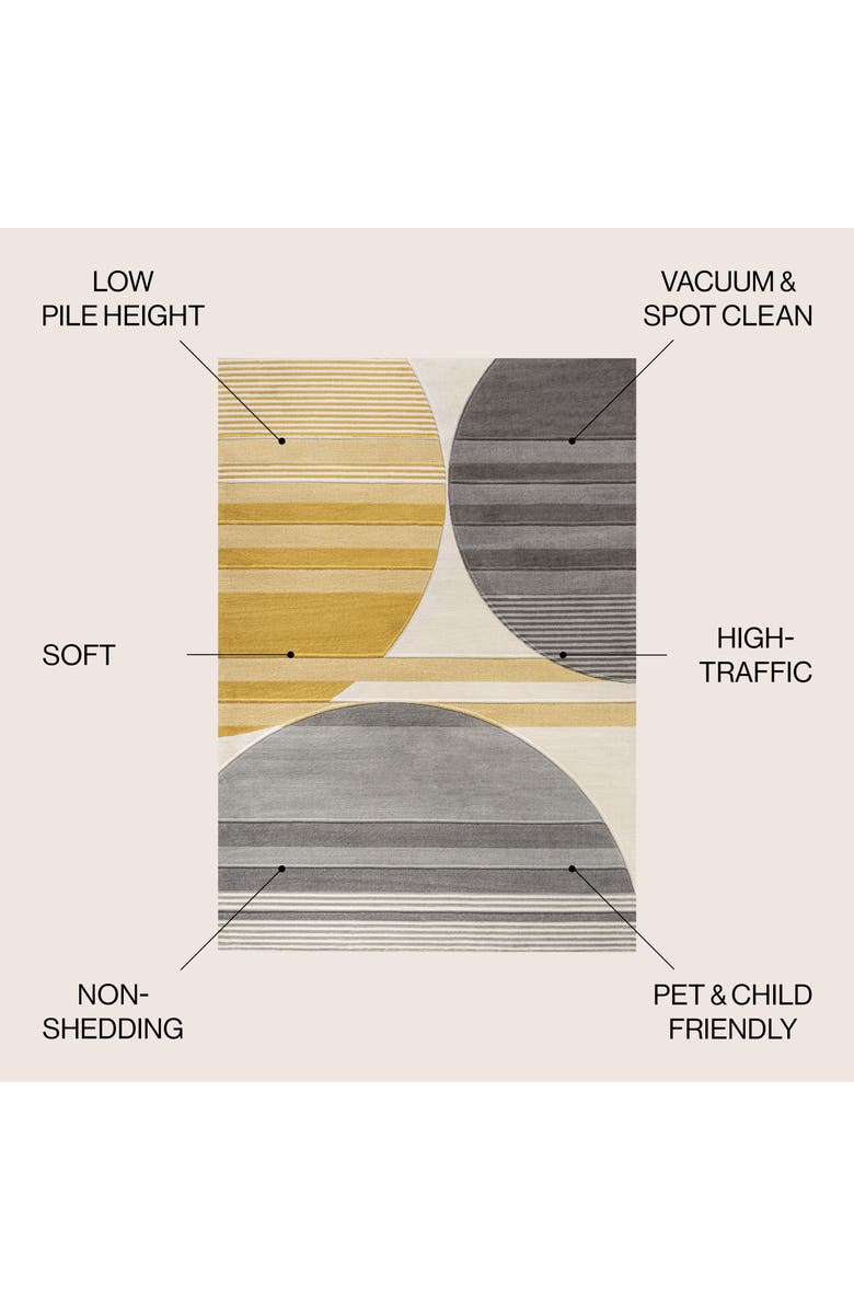 JONATHAN Y Nicky Geometric Striped Circles Area Rug, Alternate, color, Gray/Yellow/Cream