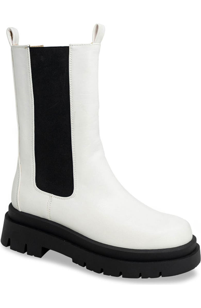 CHASE AND CHLOE Chase & Chloe Tall Lug Sole Chelsea Boot, Main, color, White Pu