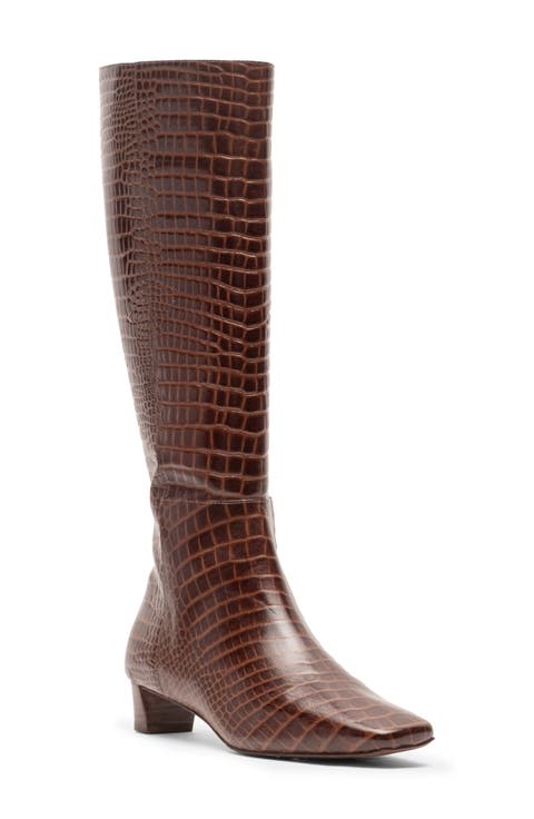 Mackie Croc Embossed Leather Knee High Boot