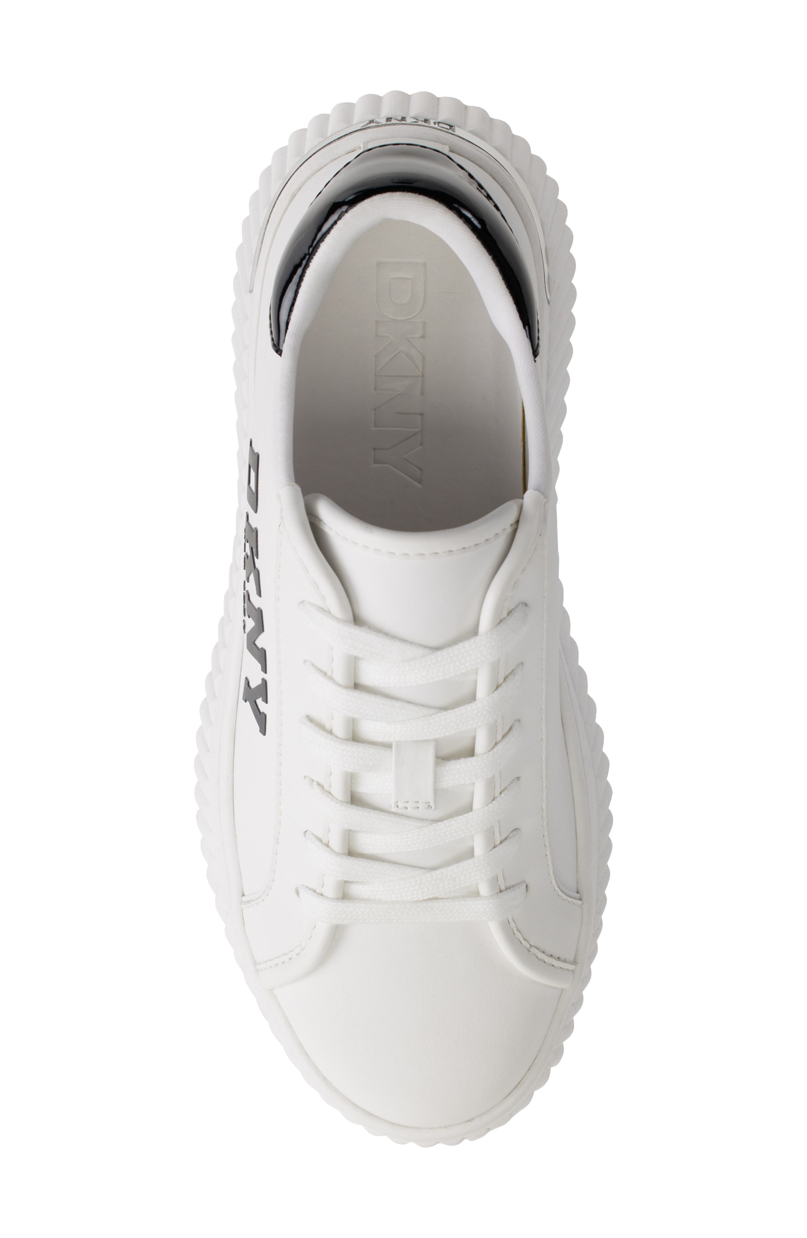 DKNY Logo Sneaker, Alternate, color, Bright White/ Blue