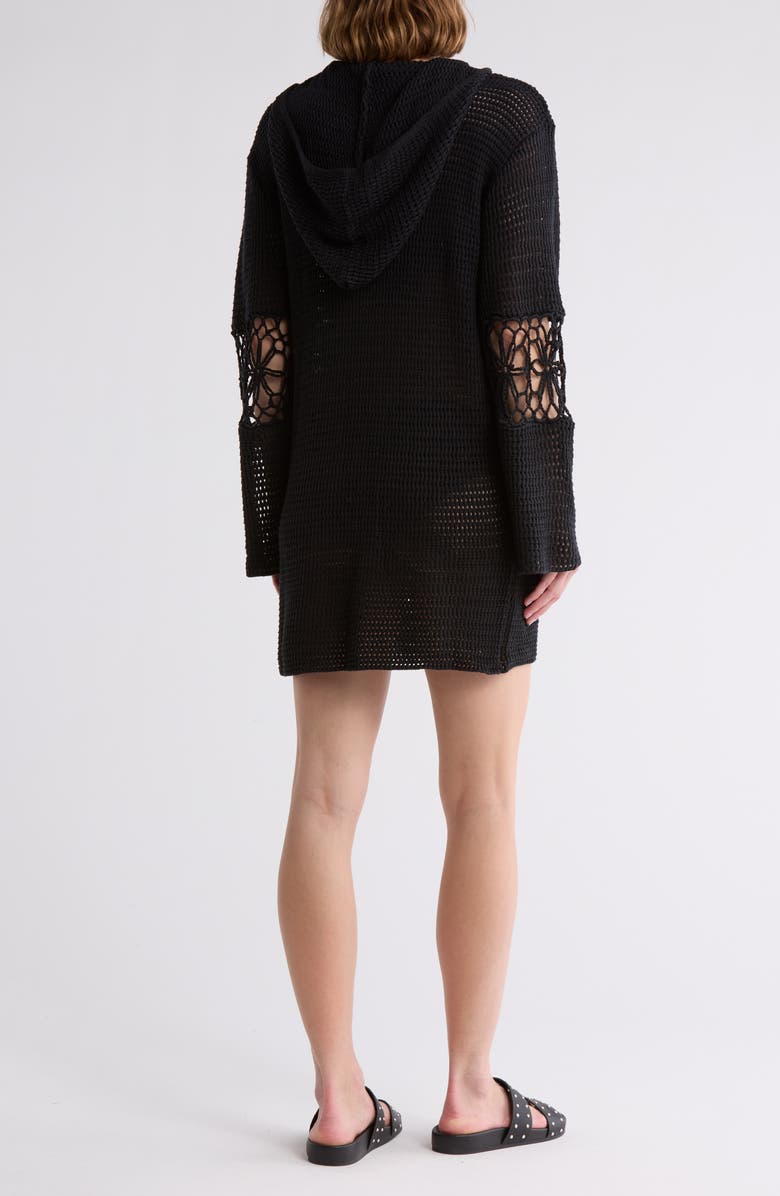 Elan Hooded Open Stitch Cover-Up Tunic, Alternate, color,