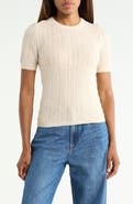 rag & bone Francesca Pointelle Short Sleeve Merino Wool Sweater
