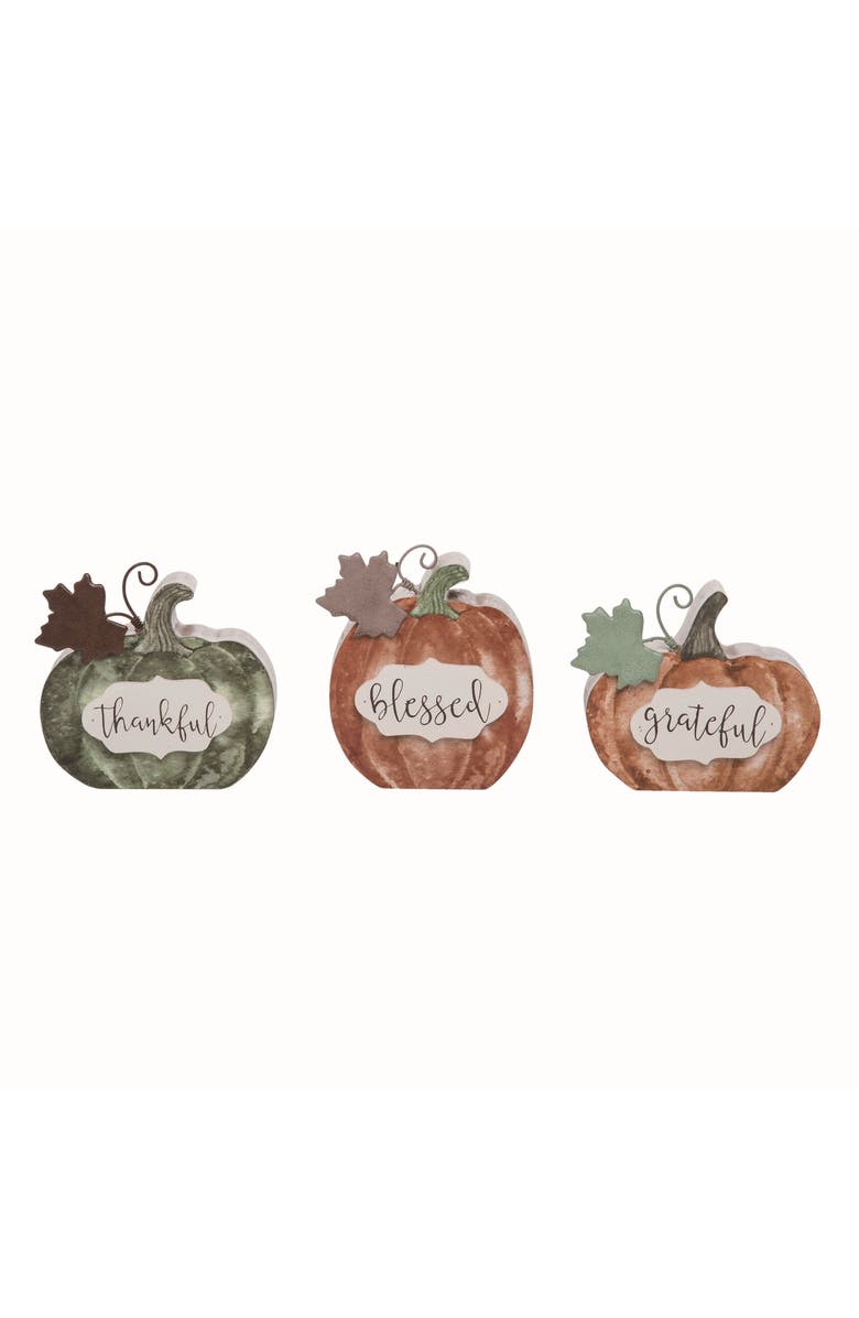 Transpac Harvest Pumpkin Decor Set of 3 for Fall Indoor Tabletop, Main, color, Multicolored