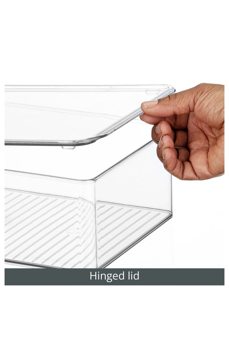 mDesign Plastic Playroom/Gaming Storage Organizer Box, Hinge Lid, 8 Pack, Alternate, color,