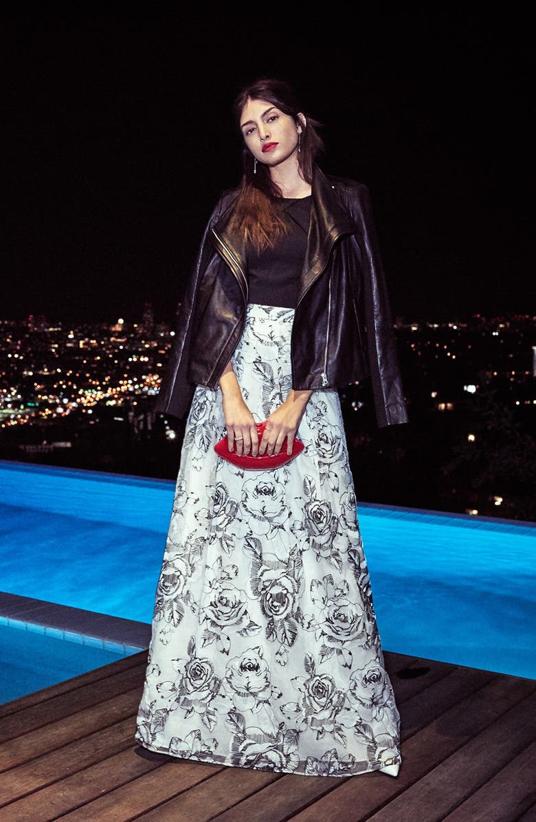 Aidan by Aidan Mattox Halter Embroidered Ballgown, Alternate, color, 