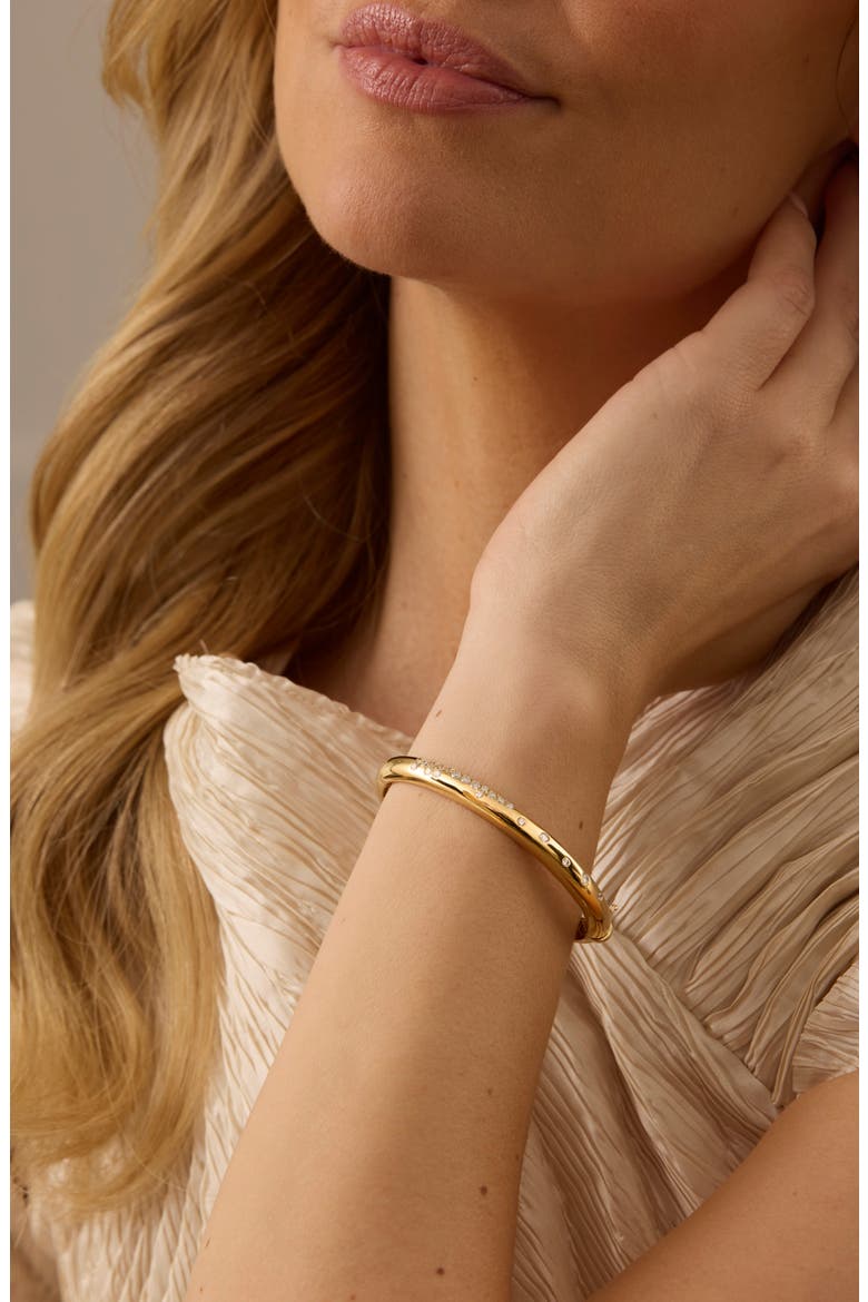 Gold Diamond Thin Bangle, Alternate, color, YELLOW