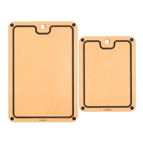 Cuisipro Fibre Wood Cutting Boards With Silicone Feet, Set Of 2, Natural/slate In Brown