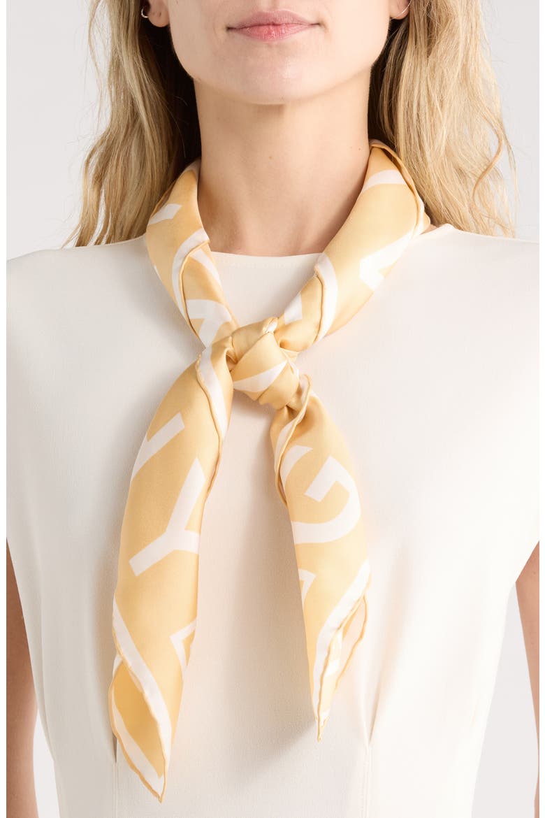 4G Logo Silk Square Scarf, Main, color, STRAW