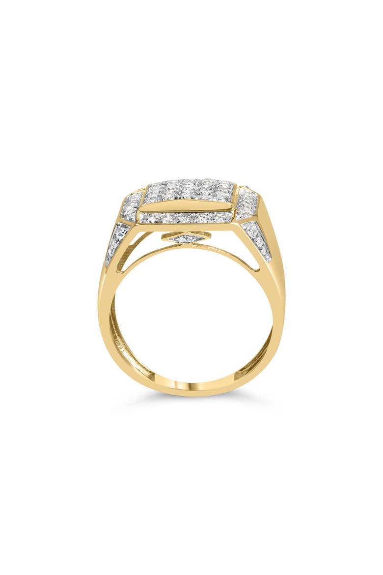 Men's 10K Yellow Gold 2 1/8 Ctw Diamond  Composite Cluster Cocktail Ring Band, Alternate, color, Yellow Gold