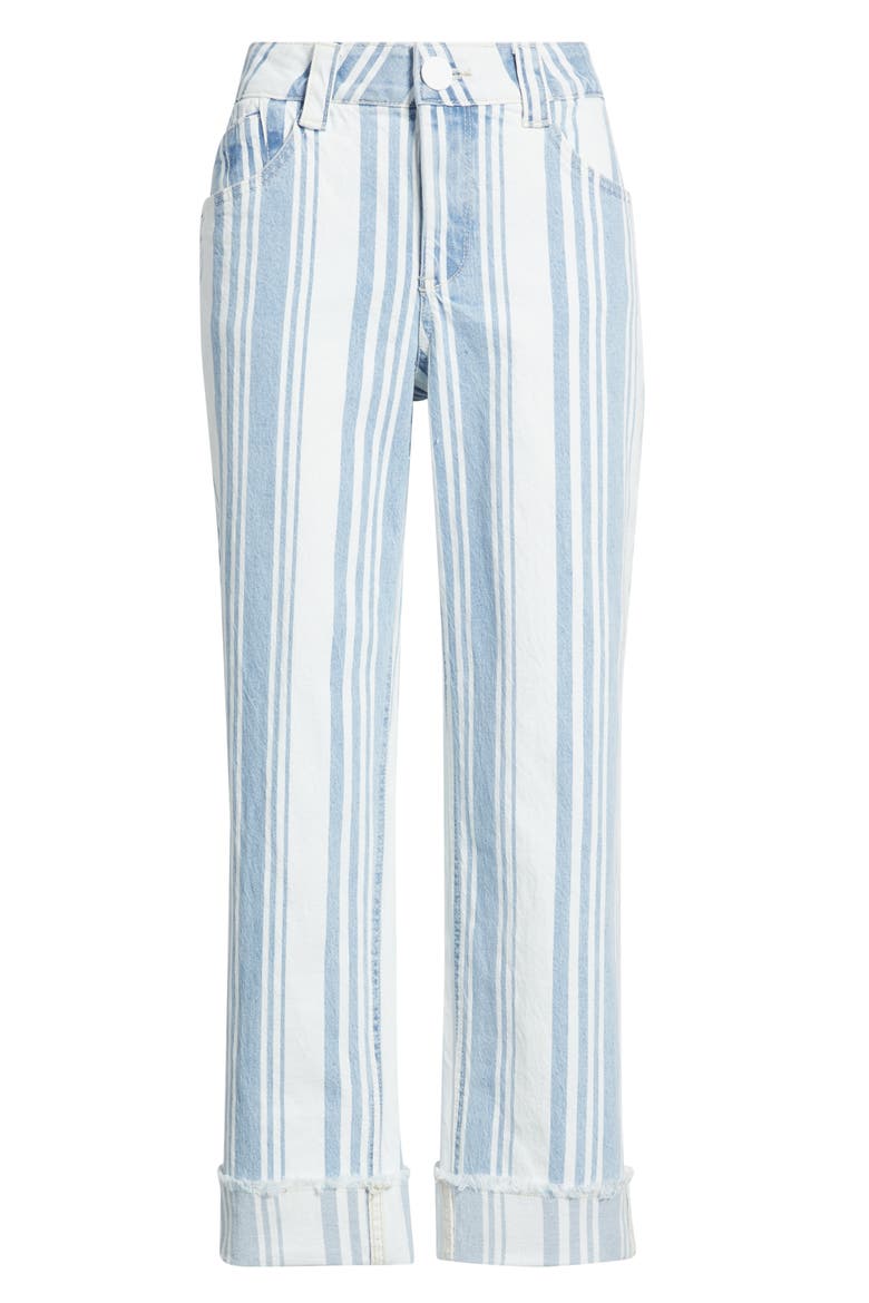 Frayed Cuffed High Waist Boyfriend Jeans, Alternate, color, LIGHT BLUE