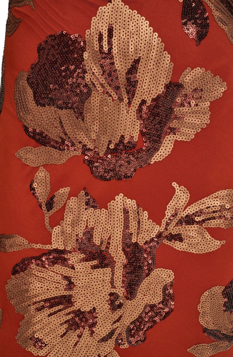 Donna Karan New York Sequin Floral Body-Con Gown, Alternate, color, Cinnamon/ Copper