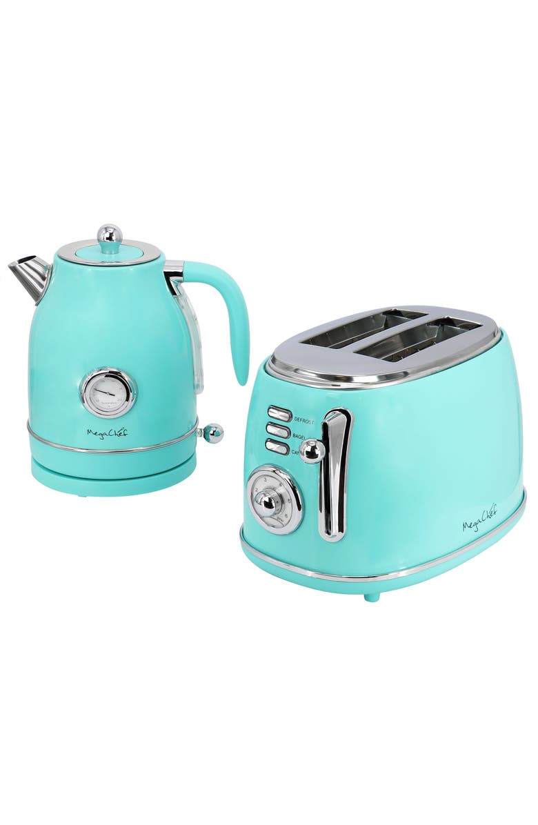 Megachef 1.8 Quart Electric Tea Kettle and 2 Slice Toaster Combo, Alternate, color, 