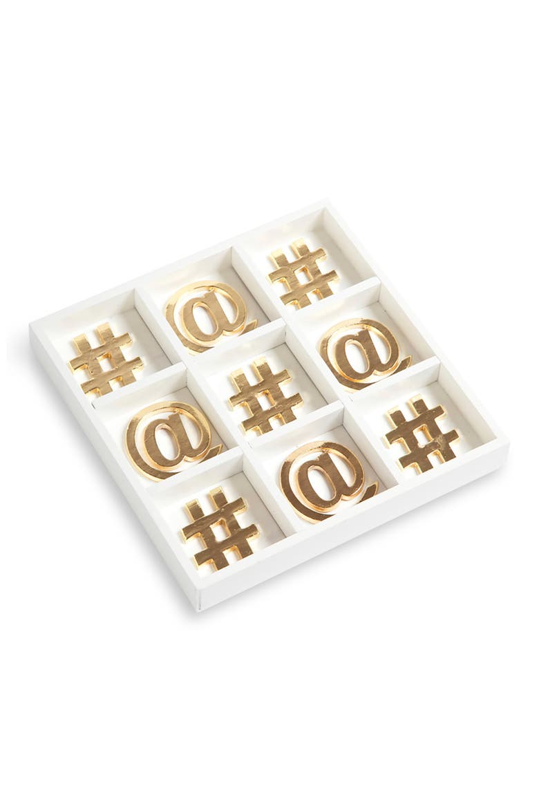 Gold Tic Tac Toe Set, Main, color, WHITE/ GOLD