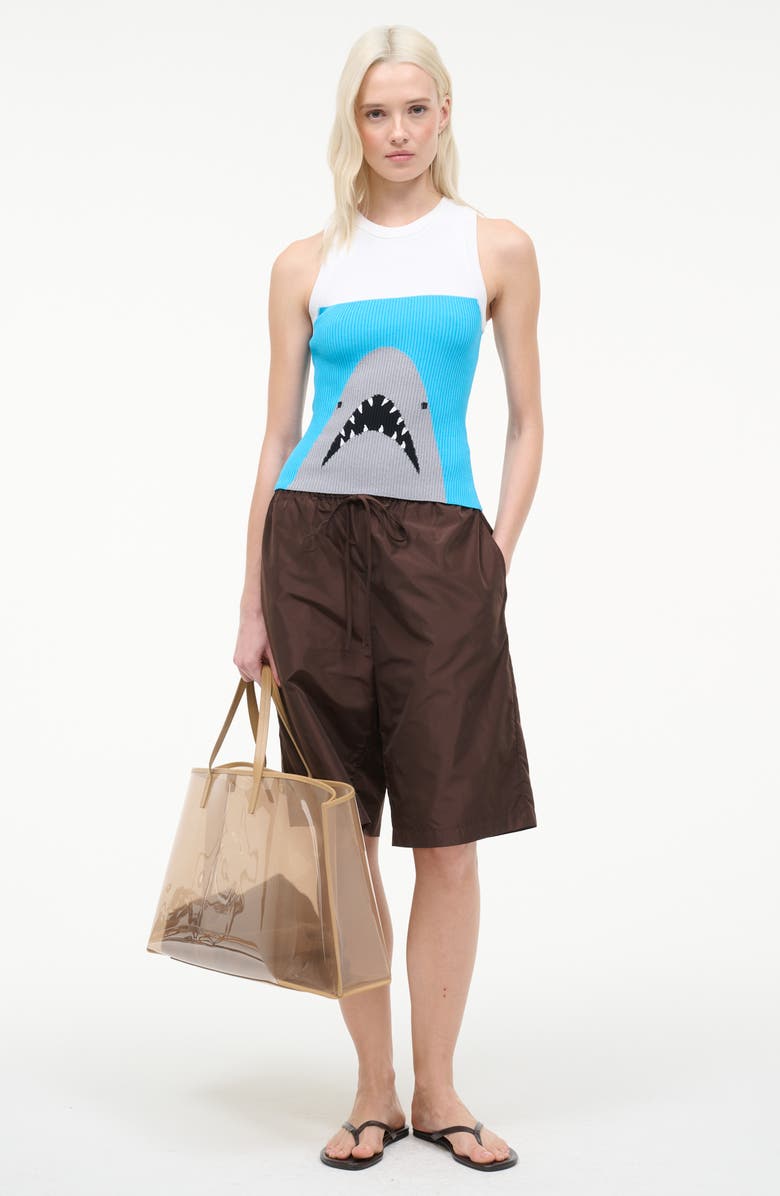STAUD Malia Shark Graphic Rib Knit Tank, Alternate, color, Great White