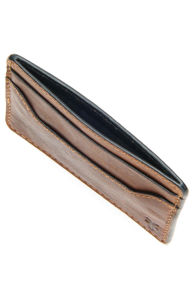 Frye Logan Leather Money Clip Card Case, Alternate, color, Dark Brown