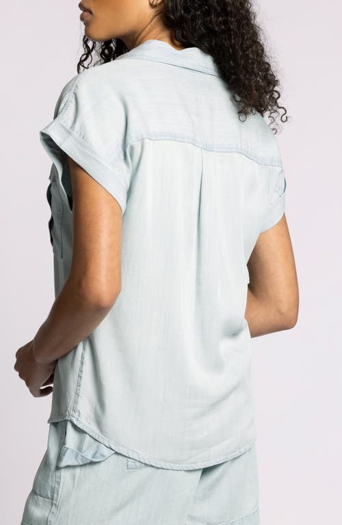 Thread & Supply Moore Short Sleeve Chambray Top In Blue