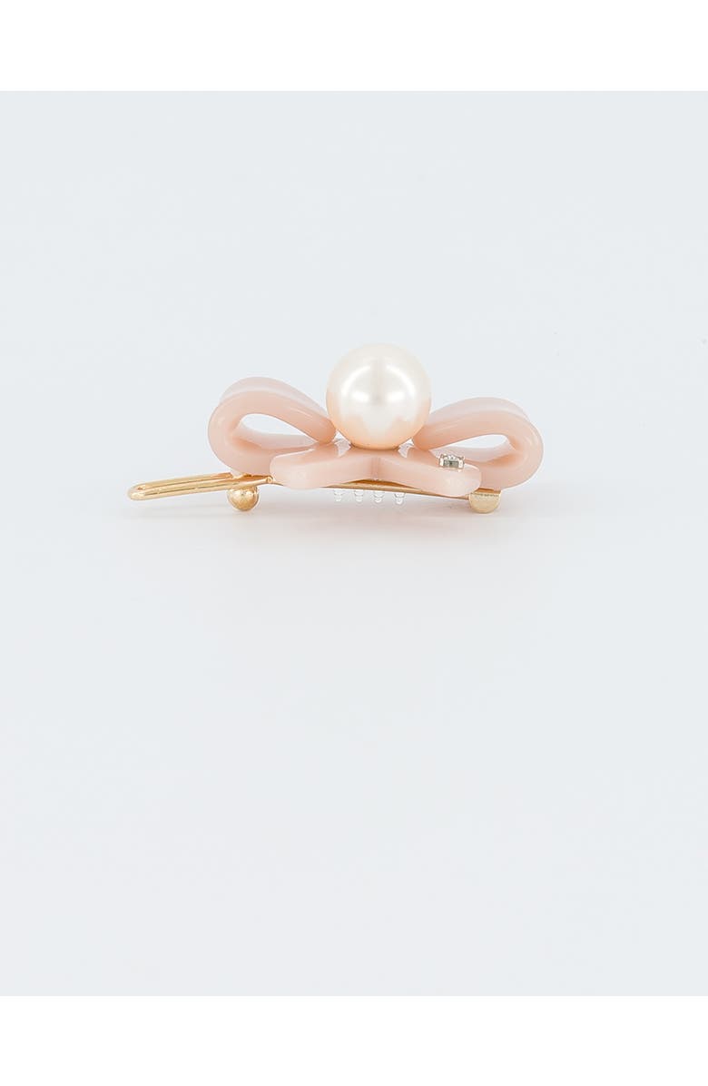 Alexandre de Paris Poesie Acetate And Pearl Side Barrette, Alternate, color, Pink