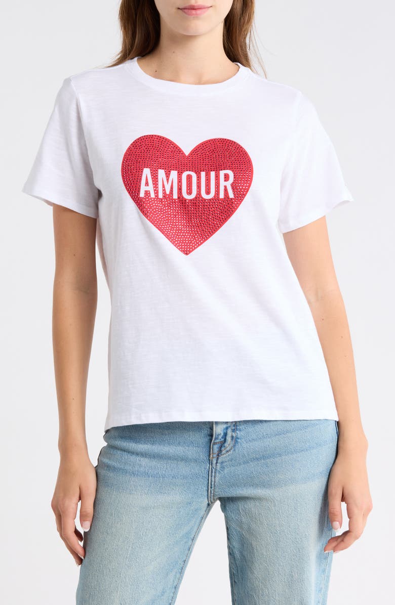 Cinq à Sept Amour Heart T-Shirt, Main, color, White/ Rose